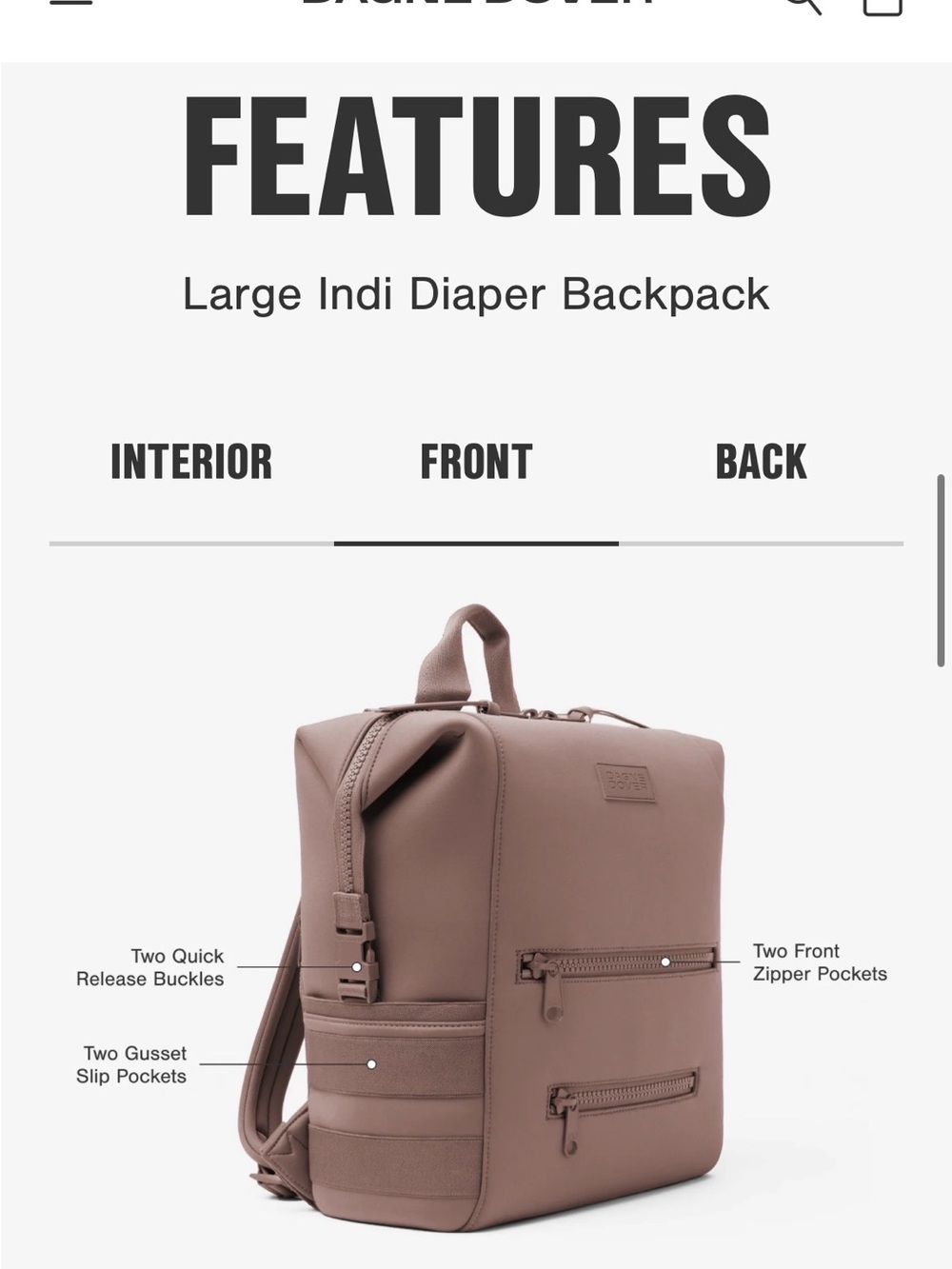 Dagne Dover Diaper Backpack, INDI NEOPRENE DIAPER BACKPACK, Large, Onyx - Picture 15 of 16